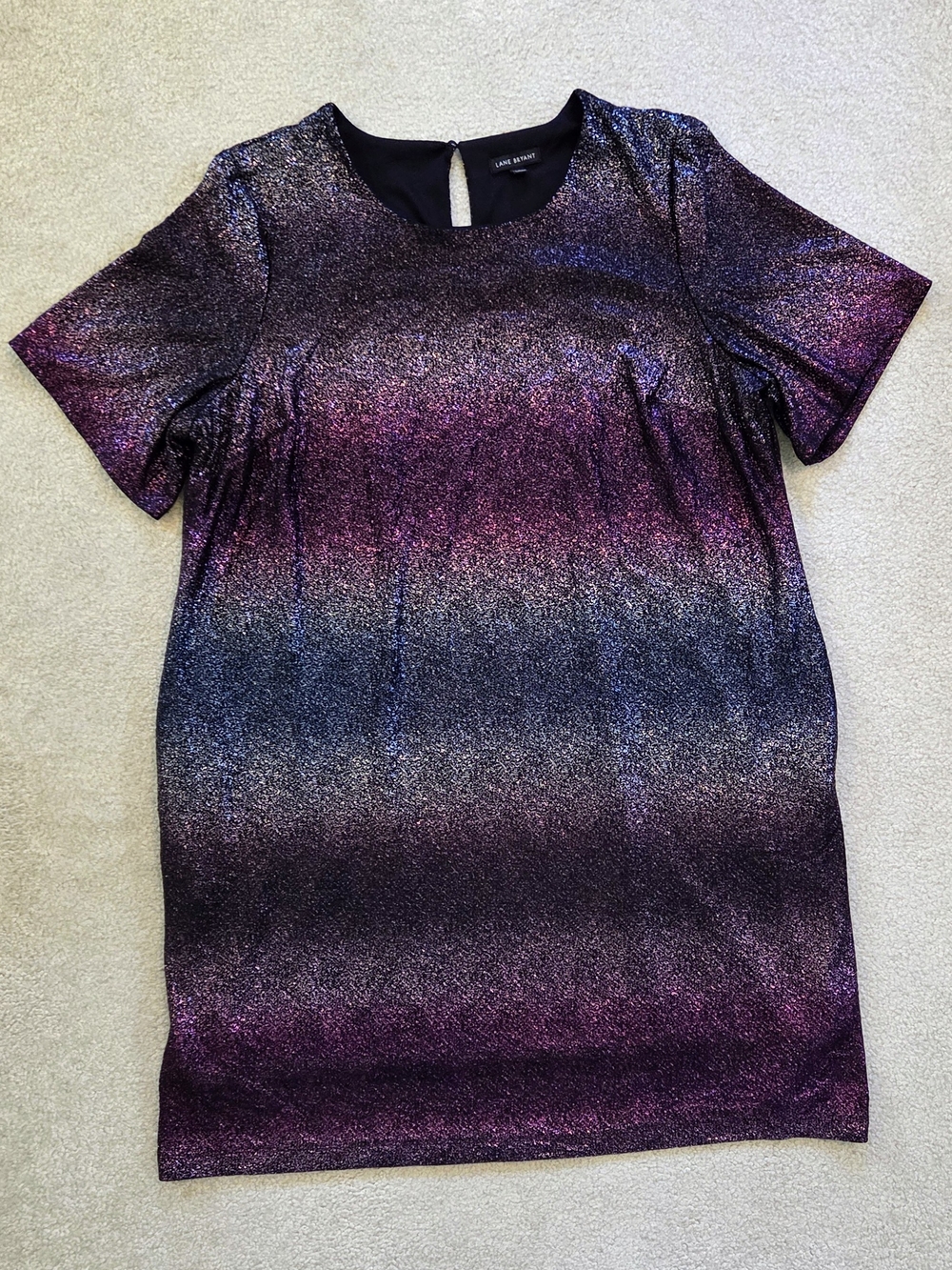 Lane Bryant Plus Size 22/24 Purple Metallic Shimmer Shift Dress Party